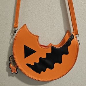 Orange And Black Pumpkin Sam Trick R Treat Spirit Halloween Crossbody Bag